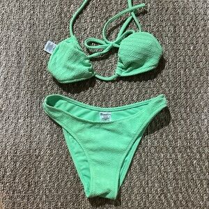 No Boundaries Mint Textured Bikini Top
